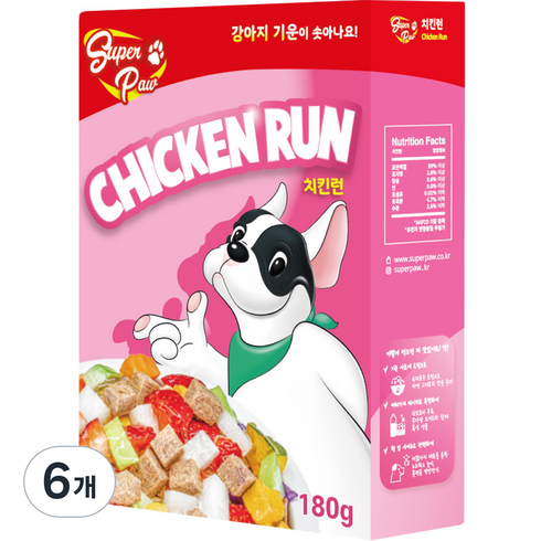 슈퍼포우 동결건조 강아지 치킨런, 닭, 180g, 6개