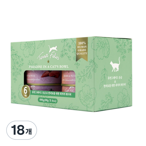 테라펠리스 고양이 치킨 앤 칠면조 캔사료 6p, 닭, 80g, 18개