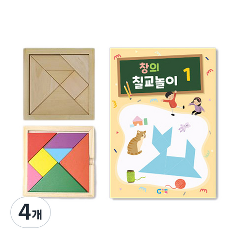 가베가족 칼라칠교 + 원목칠교 + 칠교놀이 1단계 교재 KS1413, 혼합 색상, 1인용, 4개