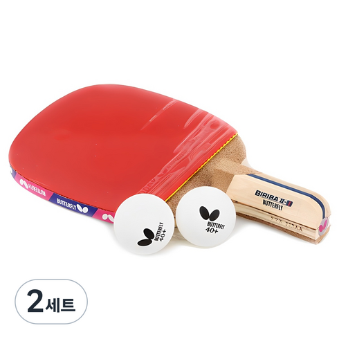 버터플라이 펜홀더 탁구 라켓 + 공 2p, BIRIBA 2-1, 2세트