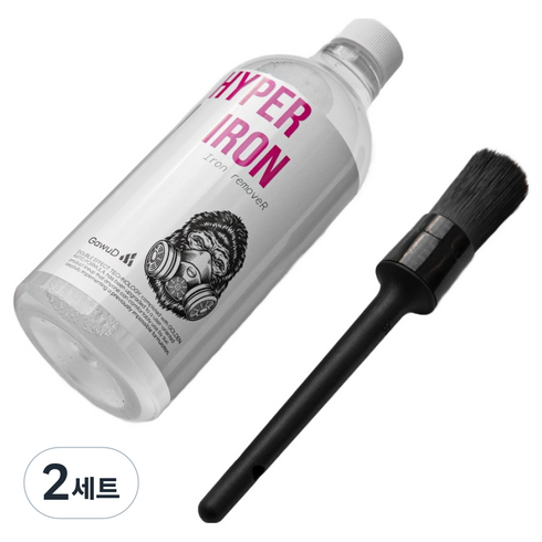 GawuD 자동차 휠 타이어 세정제 대용량 + 철분제거 휠브러쉬, 1L, 2세트