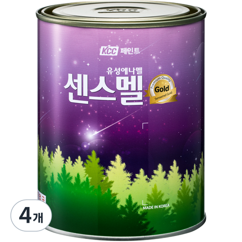 KCC페인트 센스멜 골드 에나멜페인트 유광, 적색, 1L, 4개