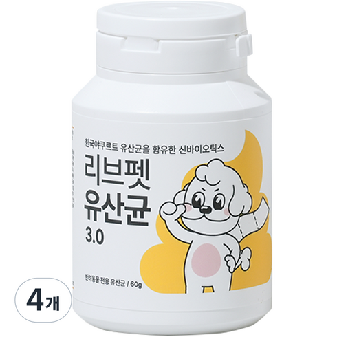 리브펫 반려동물 영양제 3.0, 60g, 장건강/유산균, 4개