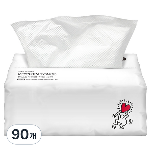 한예지 키스해링 뽑아쓰는 펄프 키친타올, 100매, 90개