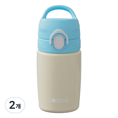 주니 원터치 스테인레스 텀블러 입모아컵, 240ml, 2개, 블루