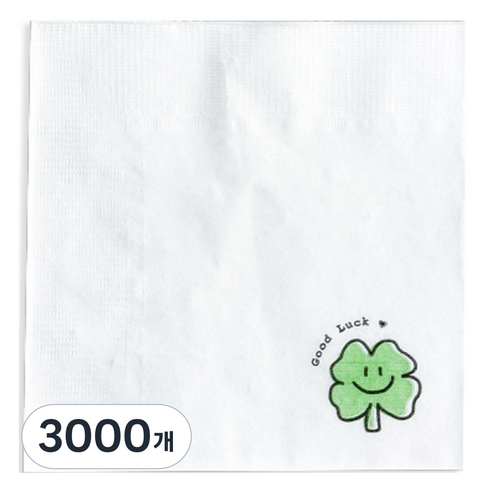 핸즈픽 스마일 클로버 냅킨 귀여운 카페 홈카페 내프킨, 그린, 1개입, 3000개