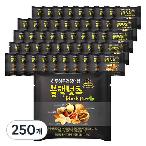 넛츠팜 하루하루 건강더함 블랙넛츠 믹스넛, 25g, 250개