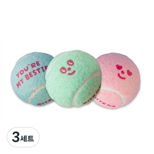 바잇미 강아지 뉴 미니 테니스 볼 장난감 3종, 혼합색상, 3세트