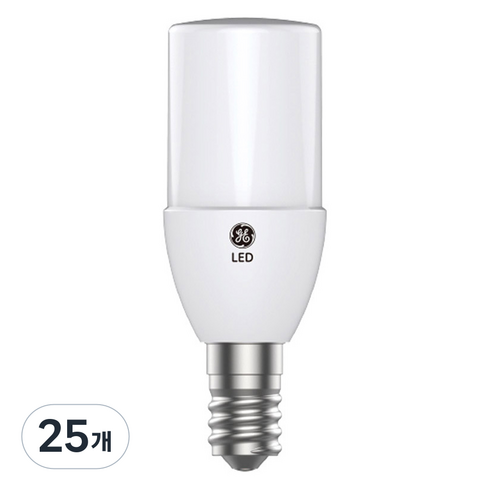 제너럴일렉트릭 LED 브라이트 스틱 전구 5W E17, 전구색, 25개