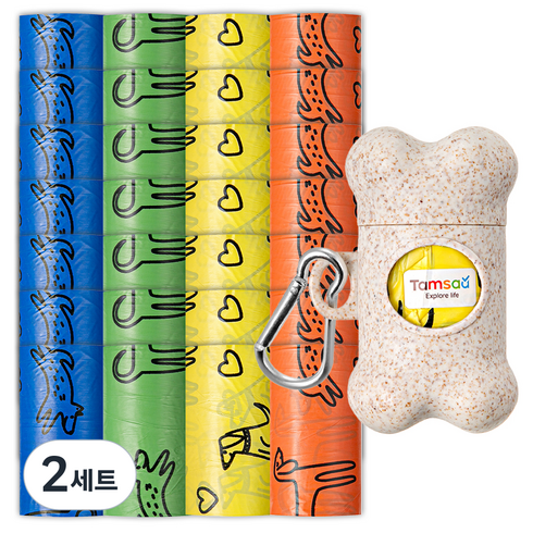 탐사 반려동물 배변봉투 풉백 리필 522매 (18매*29롤) & 케이스 세트, 혼합색상, 522개입, 2세트