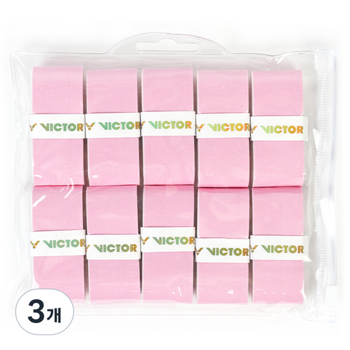 빅터 내구성 얇은 오버그립 GR2-10 10p, AI White + Light Pink, 3개