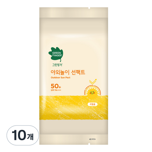 그린핑거 유아용 야외놀이 선팩트 리필 SPF50+ PA++++, 16g, 10개