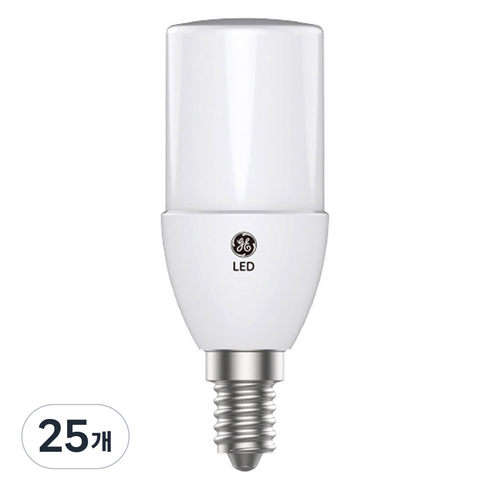 제너럴일렉트릭 LED 브라이트 스틱 전구 5W E14, 전구색, 25개
