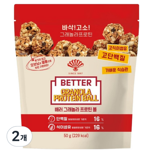 동화약품 배러 그래놀라 프로틴볼, 2개, 50g