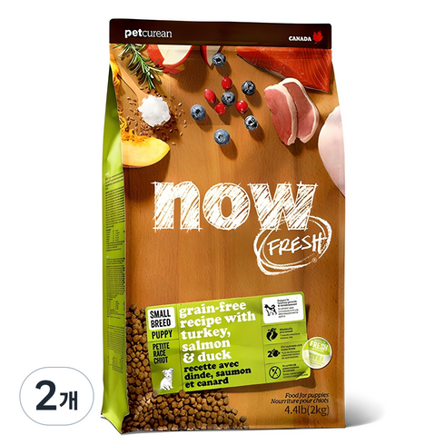 now 퍼피 그레인프리 스몰브리드 건식사료, 칠면조, 2kg, 2개