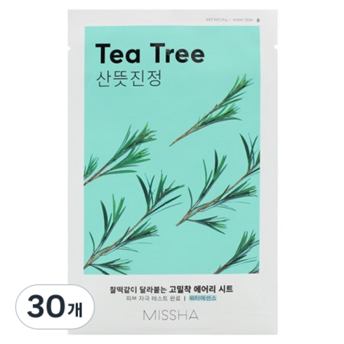 미샤 에어리 밀착 시트마스크 티트리, 1개입, 30개