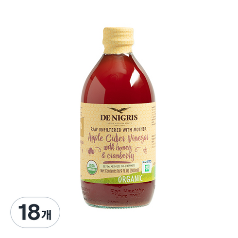 데니그리스 사과식초 허니크랜베리, 500ml, 18개