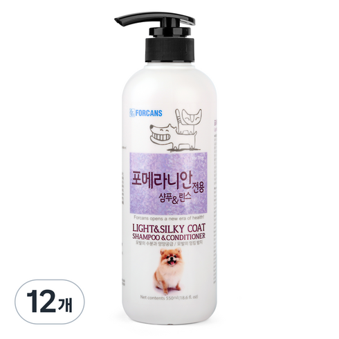 포켄스 포메라니안 전용 강아지 샴푸 앤 린스, 550ml, 1개입, 12개