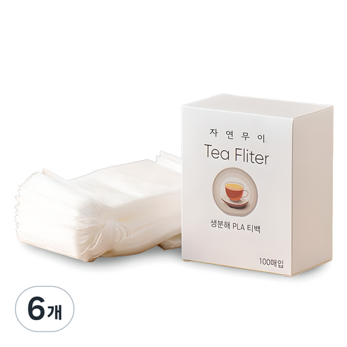 자연무이 생분해 PLA 공티백 대용량 6 x 8 cm 100p, 화이트, 6개