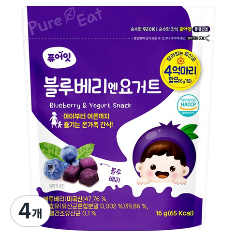 퓨어잇 블루베리엔요거트, 16g, 4개