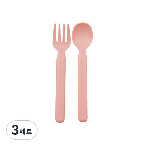 나인웨어 모노 스푼 + 포크 세트, 핑크, 3세트