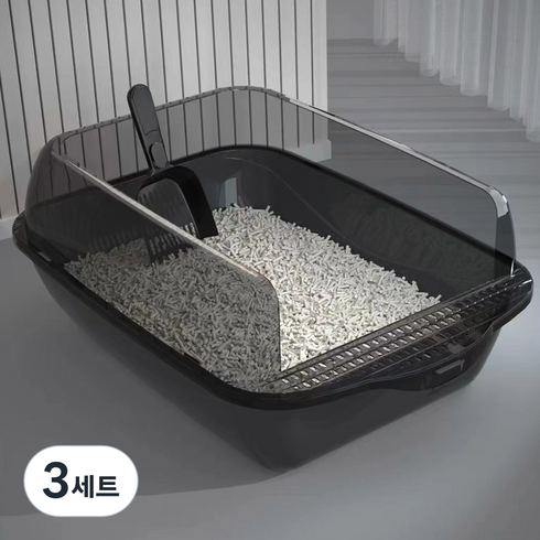딩동펫 고양이 베이직 반투명 샌딩 화장실 모래삽 세트, 그레이, 3세트