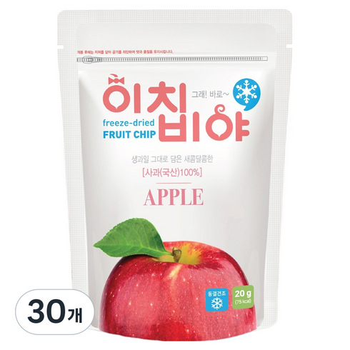 이치비야 동결 건조 과일칩 사과, 20g, 30개