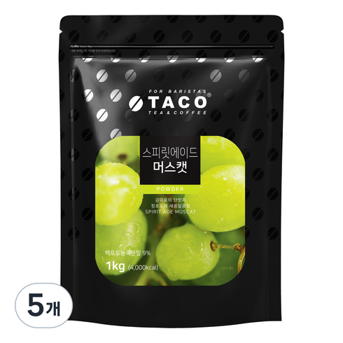 타코 스피릿에이드 머스캣 파우더, 1kg, 5개, 1개입
