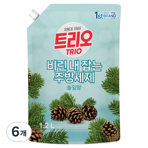 트리오 비린내 잡는 주방세제 솔잎향, 1.2L, 6개