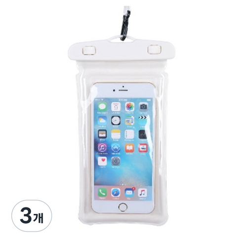 더브렌 휴대용 휴대폰 에어 방수팩, 화이트, 3개