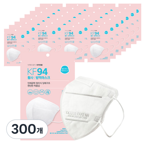 폴리테크에코마스크 새부리형 대형 KF94, 1개입, 300개, 화이트