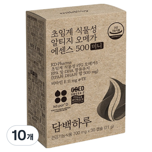 담백하루 초임계 식물성 알티지 오메가 에센스 500 미니 21g, 30정, 10개