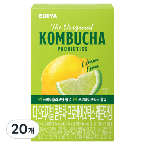 이디야 디 오리지널 콤부차 프로바이오틱스 레몬라임, 5g, 20개, 20개입