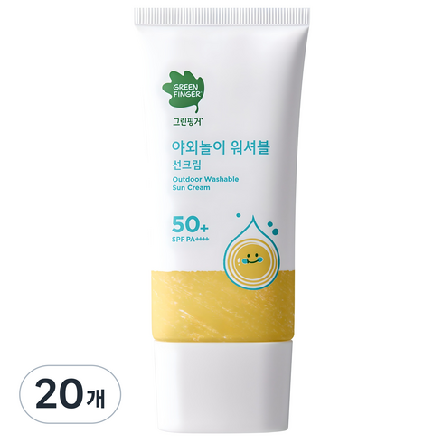 그린핑거 야외놀이 워셔블 선크림 SPF50+ PA++++, 80ml, 20개