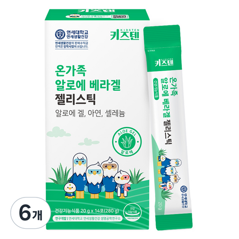 키즈텐 온가족 알로에 베라겔 젤리스틱 14p, 280g, 6개