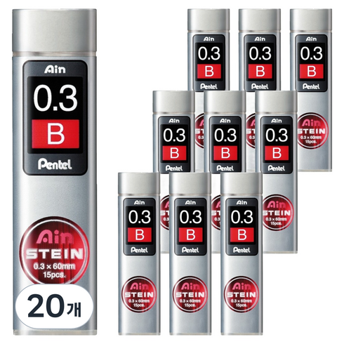 펜텔아인 펜텔 슈타인 샤프심 B C273-BKR, 0.3mm, 20개