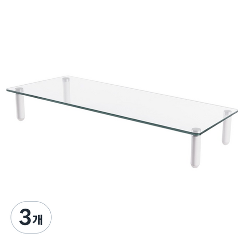 엔산마운트 강화유리 모니터 받침대 MR-061, Transparent + Matte White, 3개