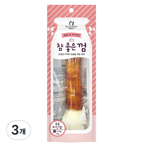 헬로도기 강아지 참좋은껌 대형, 우유치킨껌, 3개, 110g