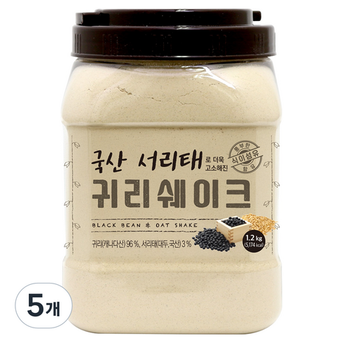 태광선식 서리태로 더욱 고소해진 귀리쉐이크, 1.2kg, 5개