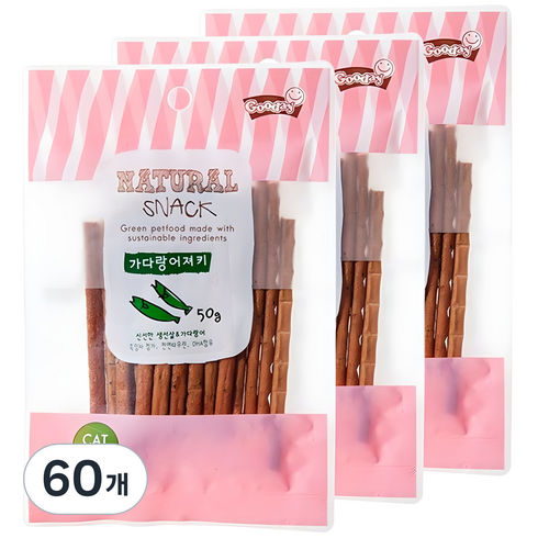 굿데이 네츄럴 스낵 고양이 간식, 가다랑어져키, 50g, 60개