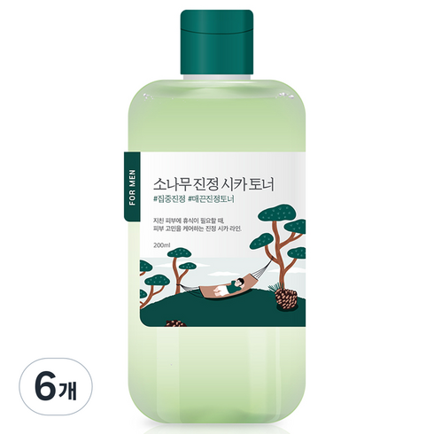 라운드랩 포 맨 소나무 진정 시카 토너, 200ml, 6개