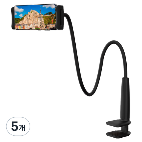 누아트 태블릿 스마트폰 침대 자바라 거치대, JABARA-75, 블랙, 5개