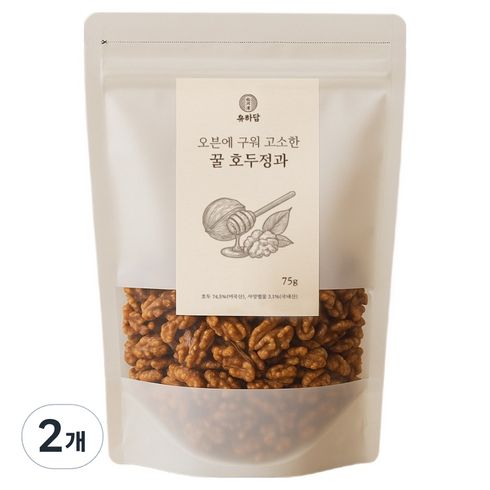 유하담 오븐에 구워 고소한 꿀 호두정과, 75g, 2개