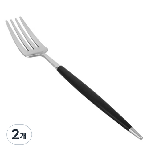 백산 국산 몽블랑 큐티 커트러리 디너포크 DF 22cm, 블랙, 2개