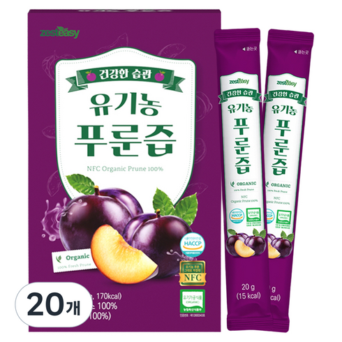 제스티지 유기농 NFC 푸룬즙, 280g, 20개