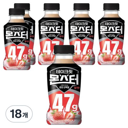 테이크핏 몬스터 근육이 마시는 단백질 딸기맛, 18개, 350ml