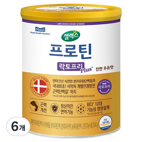 셀렉스 프로틴 락토프리 플러스 근력단백질 분말, 304g, 6개