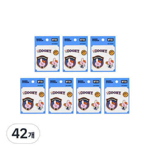 라인프렌즈 BT21 캐스팅 뱃지 스티커, 쿠키, 42개