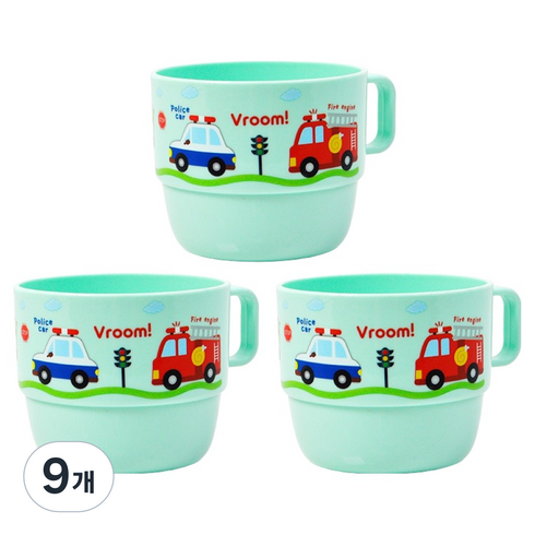키친유 부릉부릉 손잡이 유아컵, 민트, 9개, 200ml