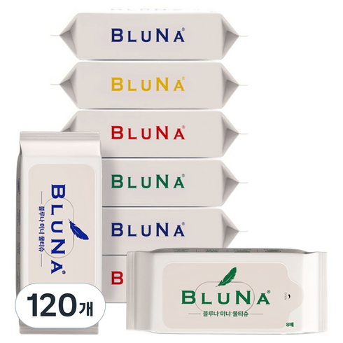 블루나 더퍼스트 미니 물티슈 랜덤발송, 50g, 8매, 120개